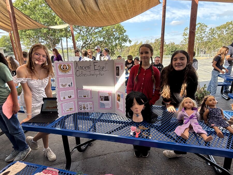 Students presenting their Ancient Egypt project exhibition