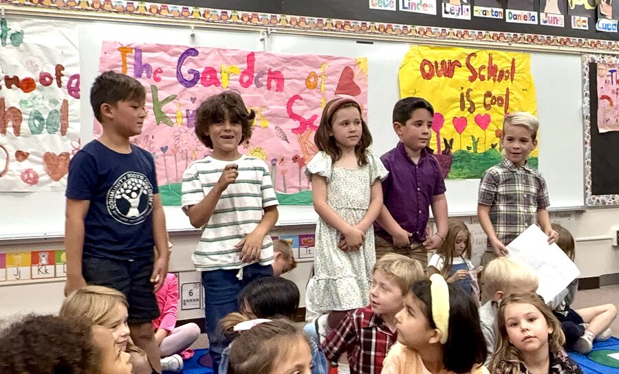 Kindergartners presenting in class