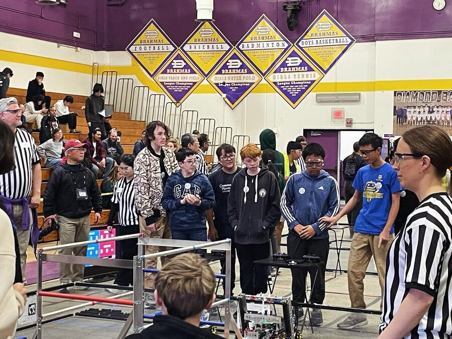Robotics team at a competition