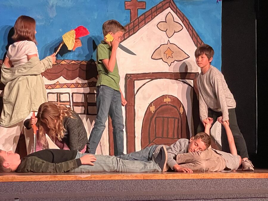 Students performing in a school play